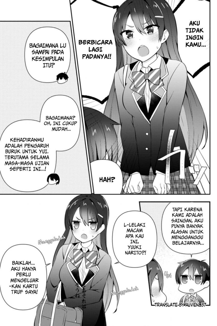 The Cute Girl Sitting Next to Me Is Trying to Make Me Fall in Love With Her as a Way to Ridicule Me Chapter 11 Bahasa Indonesia